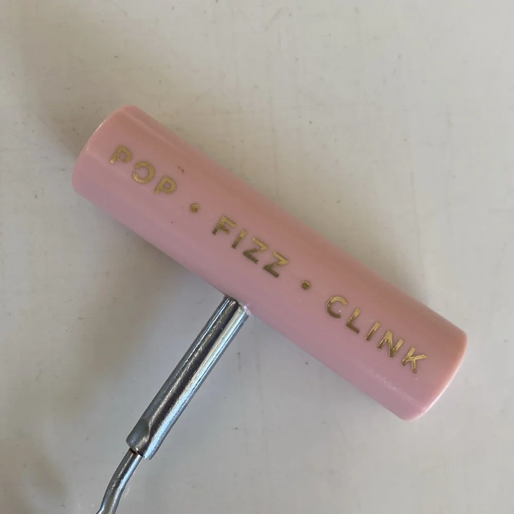 Retro Pink Corkscrew Pop - Fizz - Clink - Gold Text